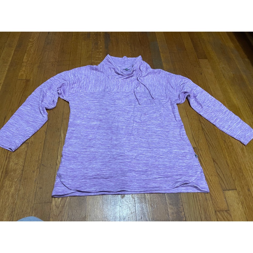 T by Talbots Womens Large Purple Space Dye Funnel Neck Pullover Long Sleeve Top